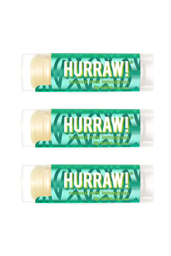 Hurraw ! Coconut, Mint & Lemongrass (Pitta) Lip Balm 4.8 G, 3 Pack