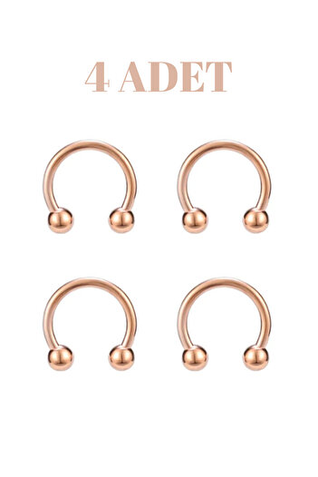 Blisse Piercing 4 Adet Cerrahi Çelik Piercing | Tragus Helix Kıkırdak Septum Burun Dudak Uyumlu