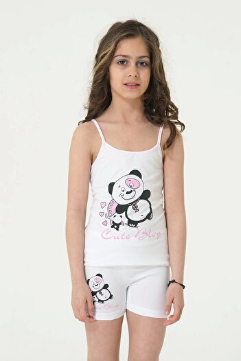 kapsulavm Girl Bear Printed Rope Strap Elastane Suit