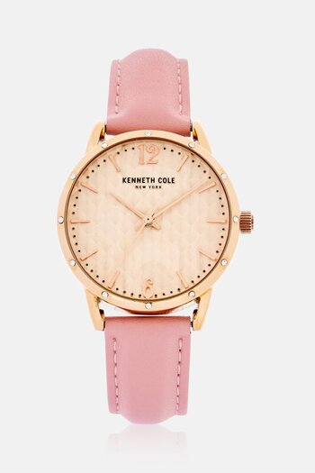 Kenneth Cole Women KCWLA2176402 Analog Leather Strap 34 mm, Pink