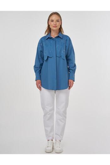 Kayra Βαμβακερό τούνικ με απλικέ κέντημα Crown Blue