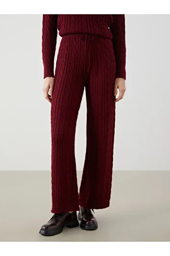 LC Waikiki Women's Self Patterned Knitwear Pants with Elastic Waist