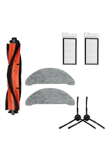 PAA-home Roidmi Eve Plus SDJ01RM compatible accessory set 1 black-red brush 2 filters 2 side brushes 2 cloths