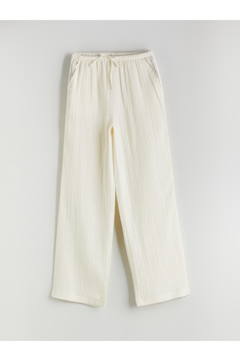 LC Waikiki Elastic Waist Textured Wide Leg Women's Trousers