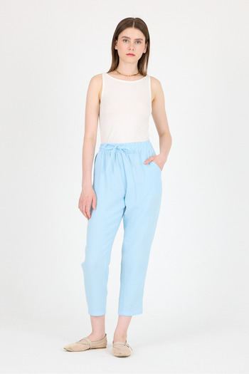 Rays Baby Blue Muslin 100% Cotton Elastic Waist Trousers 8055A