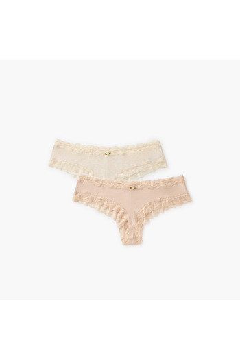 FAV Set of 2 - Lace Trim Ribbed Briefs