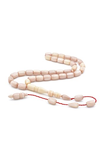 Murty99 Ahmet Emin Made İmamesi Ringed Silvery Beige Crimping Amber Prayer Beads