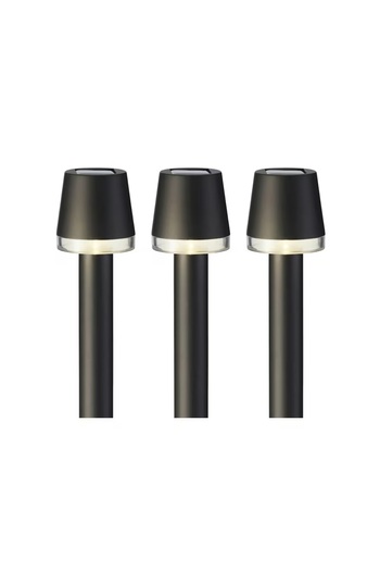 Benson Set 3 lampi solare de gradina, model veioza felinar, inaltime 43.5 cm, lumina LED, 3000K, negru