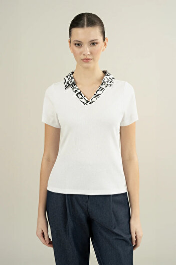 IDYL Collar Pattern Knitted Bluz