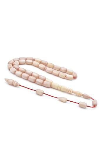 Murty99 Ahmet Emin Made İmamesi Ringed Silvery Beige Crimping Amber Prayer Beads