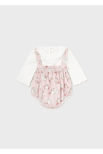 MAYORAL Baby Girl 3-Piece Romper Jumpsuit Body Bolero Set Pink
