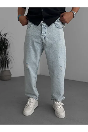 BYBASICMAN Ice Blue Ripped Baggy Jean Ke-169/496/548/158