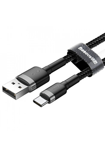Baseus Cable USB to Type-C, Fast Charge, 3A, 480Mbps, 0.5m - (CATKLF-AG1) - Gray / Black