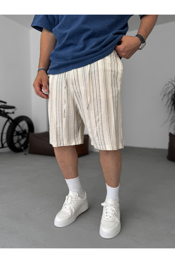 BYBASICMAN Anthracite Striped Seersucker Fabric Shorts G-5433/14