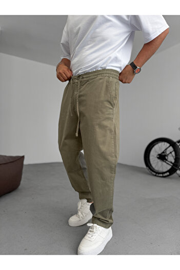 BYBASICMAN Haki Havuç Kesim Gabardin Pantolon C-6554