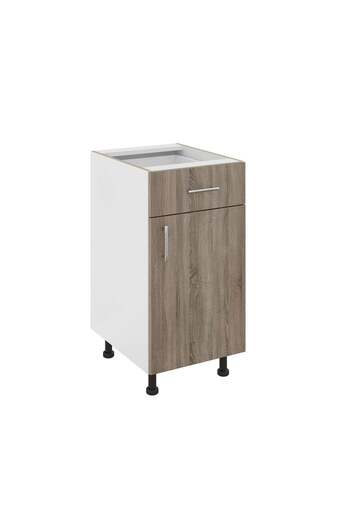 haaus.ro Haaus Karo Base Cabinet, 1 Drawer, 1 Door, Dark Sonoma Oak/White, 40 x 50 x 80 cm