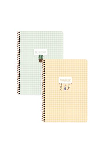 Keskin Colors Keskin Color A4 Lined Sticker Spiral Gingham Notebook Set 2 Pieces |   80 Sheets