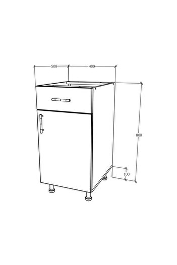 haaus.ro Haaus Karo Base Cabinet, 1 Drawer, 1 Door, Dark Sonoma Oak/White, 40 x 50 x 80 cm