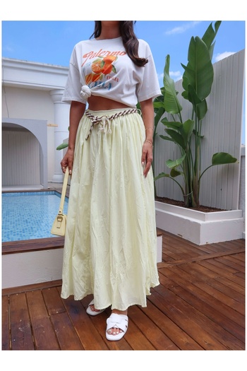 ESRAHELVACI Knitted Belted Crashed Skirt