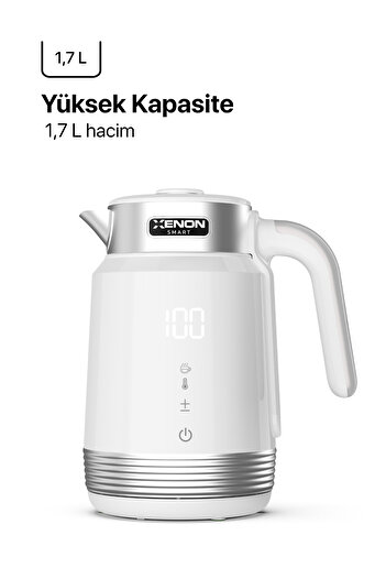 Xenon Smart Smart Kettle Steel 1.7 Lt Wi-Fi 2200 W Mobile App Control Led Voice Assistant Support Water Heater X7102