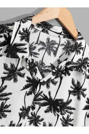 YNGMENCLASS Soft Textured Anti-Sweat Printed Shirt Shorts Set