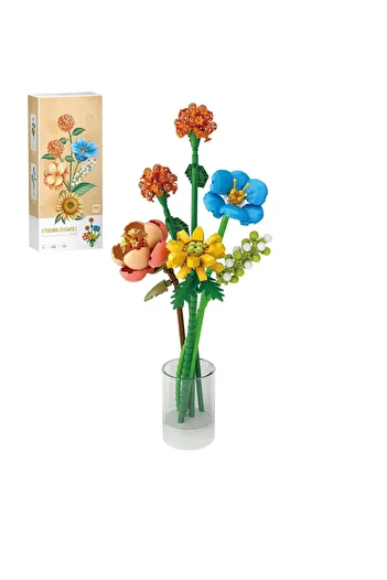 scntoys 633 Piece Puzzle Colorful Flower Bouquet Decorative Building Set Lily Flower-Daisy-Morning Glory Gift