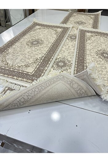 Abant Yatak Odası Halısı Üçlü Set Kahve Renk ARGIN HALI
