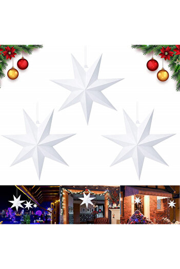 SUNSHINE Set of 3 stars for Christmas Sunshine, paper, white, 30 X 30 cm