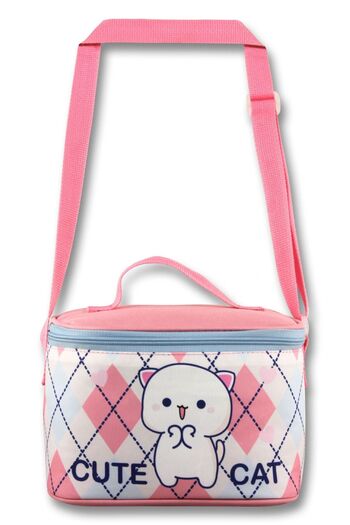 ÜMİT ÇANTA Ümit Çanta Thermos/Thermal Insulated Lunch Bag - 5025 - Love Cute Cat, White Pink (Girl)