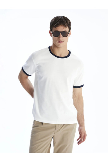 LC Waikiki Lcw Vision Ecru Crew Neck Combed Cotton Men's T-Shirt