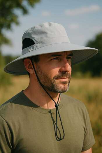 WOHOME Men's Outdoor Wide Brim Mesh Ventilation Protection Hat - Lightweight Hiking and Camping Cap