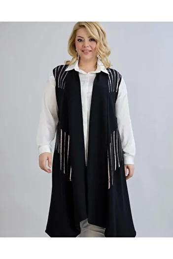ModaMinar Women's Front Line Patterned Kristan Combed Cotton Fabric Long Vest