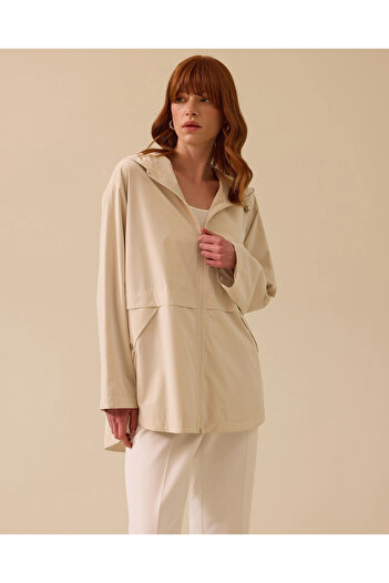 SEÇİL Hooded Zippered Trench Coat