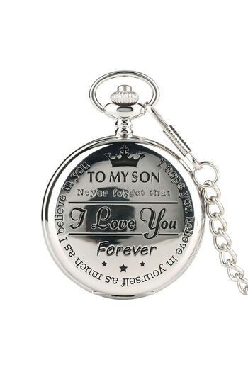 JustZEN Vintage Pocket Watch, JustZEN™, Son, with Chain, Black, Quartz
