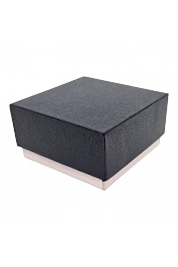 OEM Jewelry and Watch Gift Box, Black with White, Imitation Leather, 8x8x4.2 cm