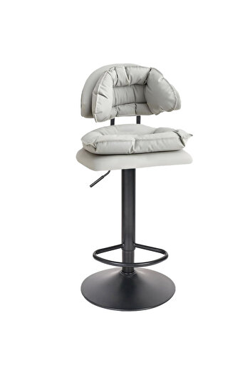 Quasar & Co. Bar stool, swivel, adjustable height, footrest, suitable for kitchen, metal/leather, gray