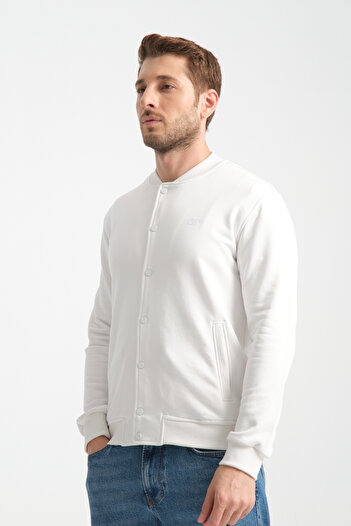 Shooter Sportswear Men's Sweatshirt Buttoned Ecru Standard Fit