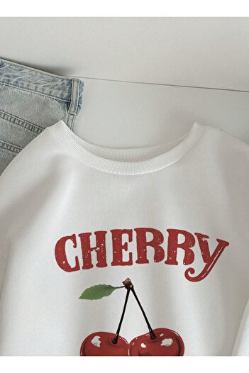 COHERENT Unisex Γυναικεία/Ανδρικά CHERRY Προσαρμοσμένο πολύχρωμο βαμβακερό φούτερ με λαιμόκοψη