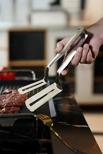 Vadi Stainless Steel Grill Roast Meat Bbq Serving Tongs