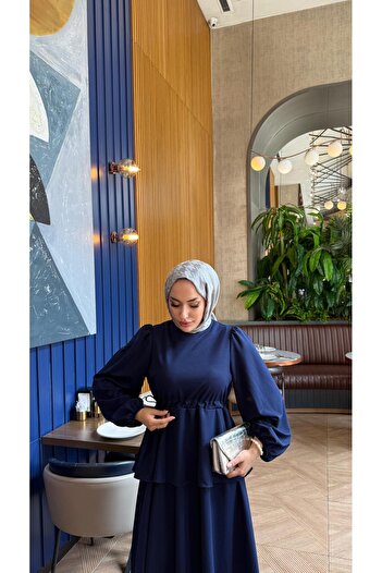 moda zeynaa Beli İp Detaylı Tesettür Elbise