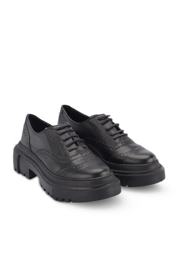 stilfest Casual Lace-Up Loafer Shoes Black Shoes