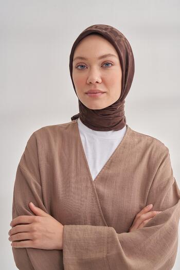 ARMANDA Italian Jacquard Snowflake Pattern Scarf - Bitter Brown
