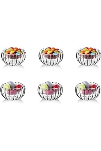 ASİTAN 6-Piece Mini Borosilicate Line Detailed Double-Walled Snack Bowl Sugar Bowl Sauce Bowl Coffee Side Presentation Bowl