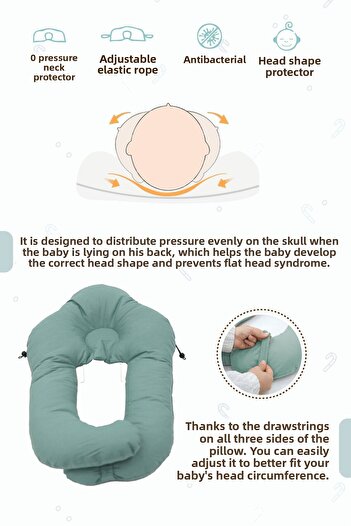 mordesign Moresleep Set of 2 - 1 Baby Pillow, Flat Head Pillow, Cotton Sleeping Pillow