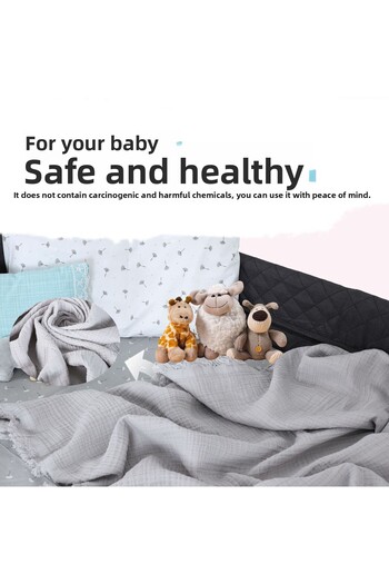 Huggy Gray Muslin Blanket 100X130 – 4 Layers 100% Cotton Baby Swaddle Cover