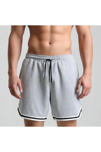 DEEPSENCE Men's Gray Combed Shorts Sports Bermuda Striped Basketball Football Fitness Antraman Running