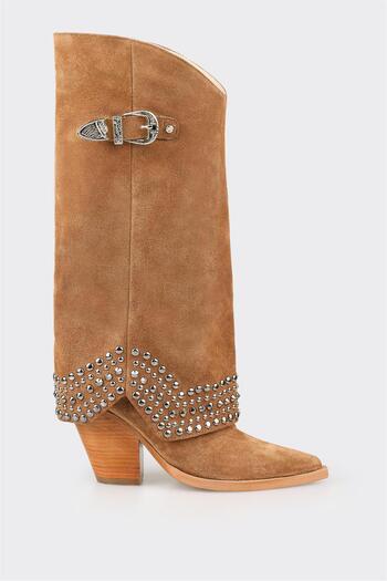 Elle Shoes Ταν Δερμάτινα Γυναικεία Μποτάκια