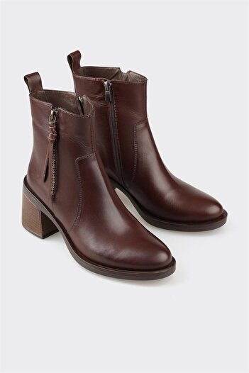 Elle Shoes Brown Leather Women's Casual Boots