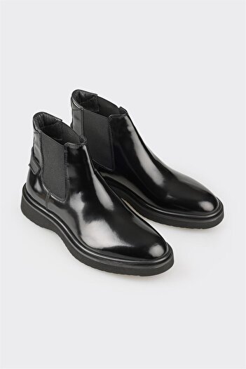 Elle Shoes Siyah Deri Erkek Klasik Bot