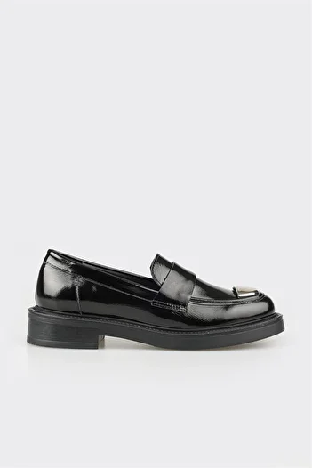 Elle Shoes Черни кожени дамски мокасини